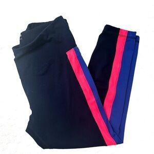 Reebok Leggings LUX High Rise Navy Blue Colorblock Pocket Leggings Tights Large